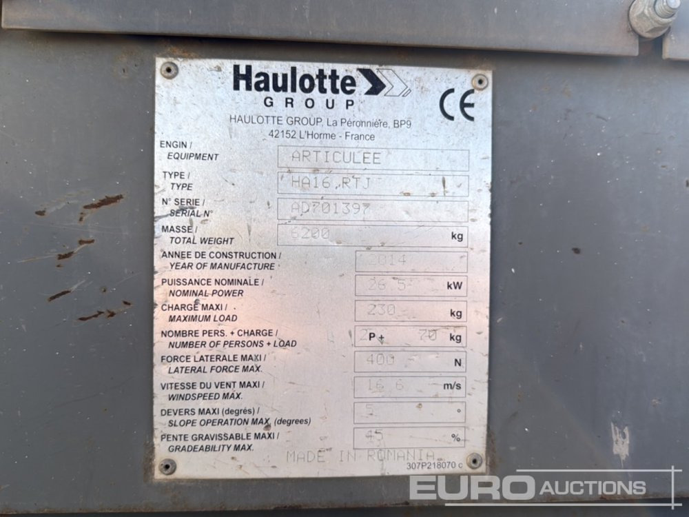 Platvorm 2014 Haulotte HA16RTJ: pilt 35
