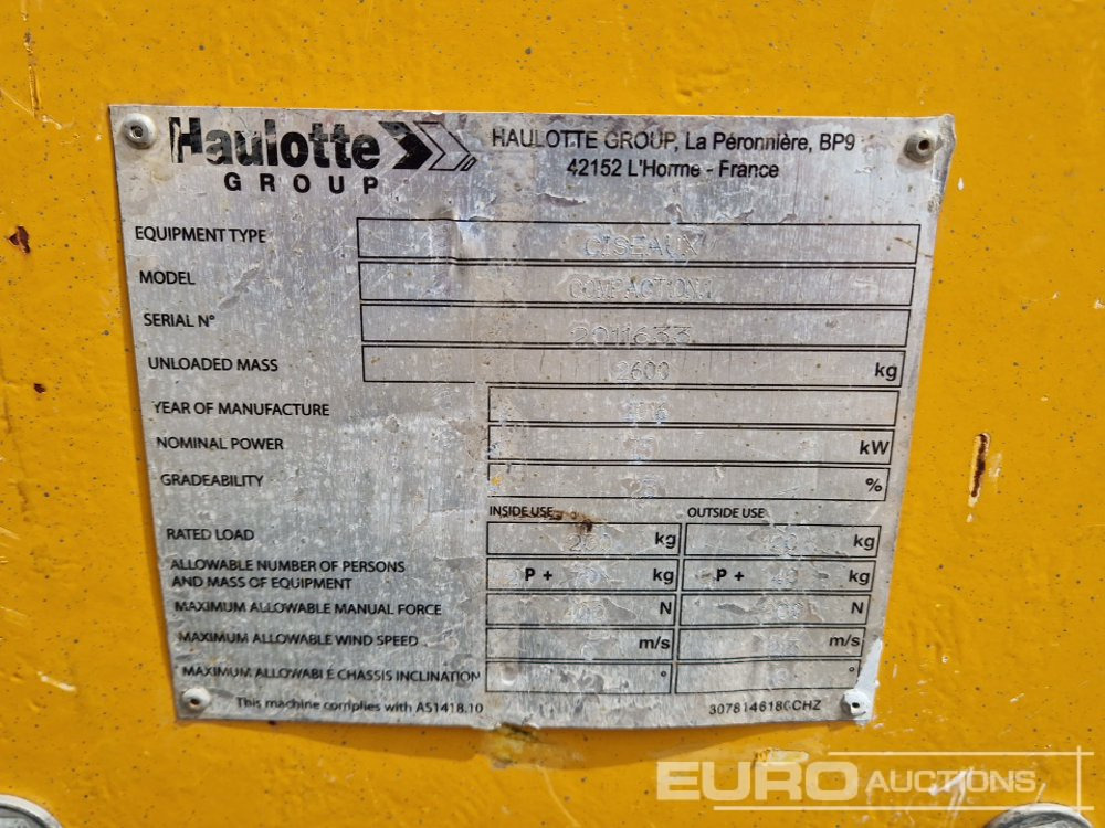 Platvorm 2016 Haulotte Compact 10N: pilt 17