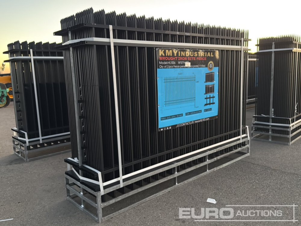 Unused 2025 KMY Industrial Iron Site Fence, Qty (20 of) Fence Panels, (20 of) Posts (W10XH6') Powder Coated Surface - Tööriist/ Seadmed: pilt 1 Unused 2025 KMY Industrial Iron Site Fence, Qty (20 of) Fence Panels, (20 of) Posts (W10XH6') Powder Coated Surface - Tööriist/ Seadmed: pilt 1