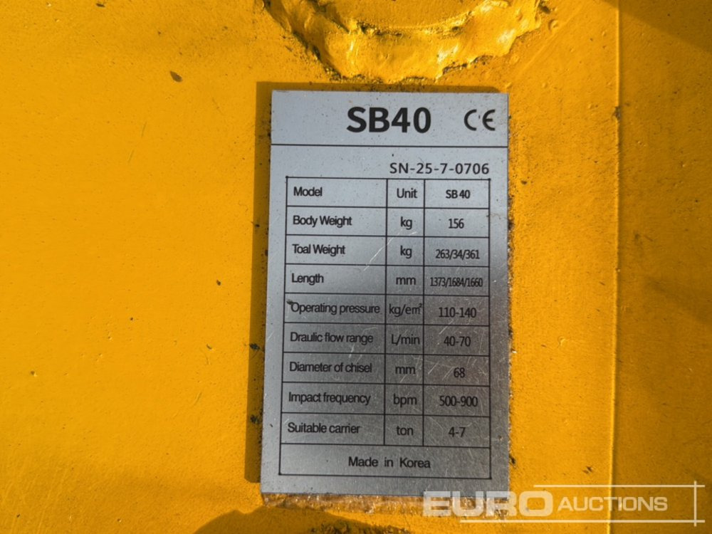 Unused Soosan SB40 - Hüdrauliline haamer: pilt 5 Unused Soosan SB40 - Hüdrauliline haamer: pilt 5