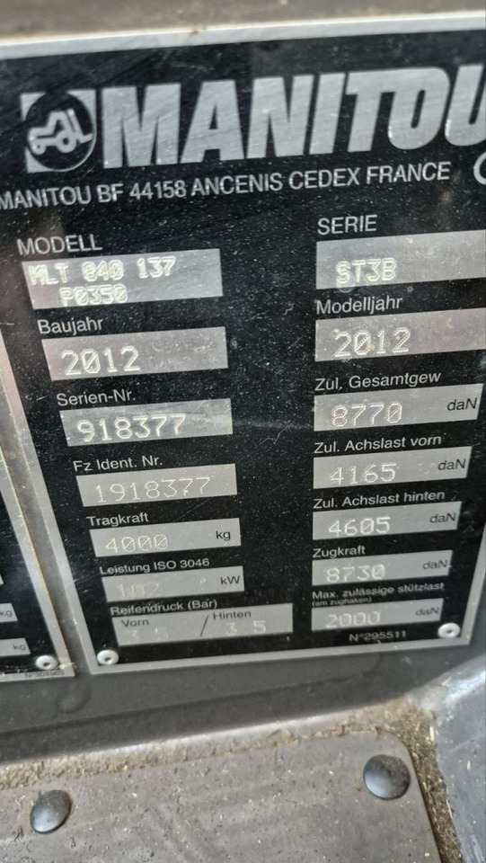 MANITOU MLT840/ 2012 - Teleskooplaadur: pilt 4 MANITOU MLT840/ 2012 - Teleskooplaadur: pilt 4