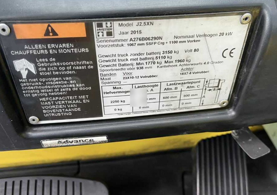 Hyster J2.5XN - Elektritõstuk: pilt 4 Hyster J2.5XN - Elektritõstuk: pilt 4