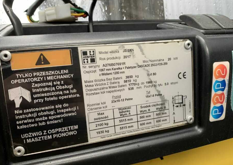 Hyster J3.0XN - Elektritõstuk: pilt 4 Hyster J3.0XN - Elektritõstuk: pilt 4