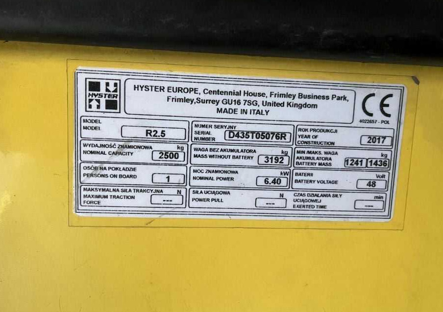 Hyster R2.5 - Lükandmastiga tõstuk: pilt 4 Hyster R2.5 - Lükandmastiga tõstuk: pilt 4