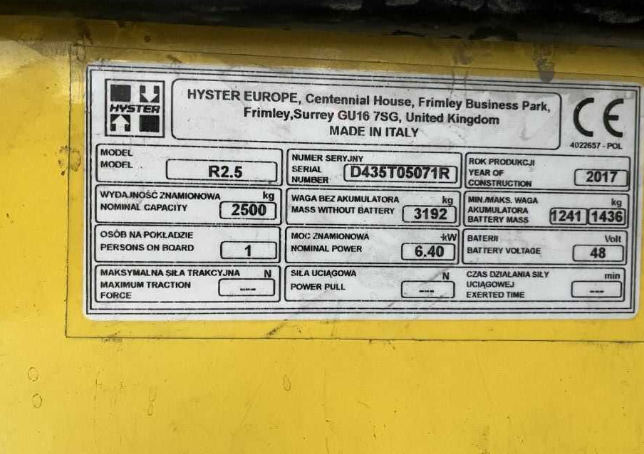 Hyster R2.5 - Lükandmastiga tõstuk: pilt 4 Hyster R2.5 - Lükandmastiga tõstuk: pilt 4