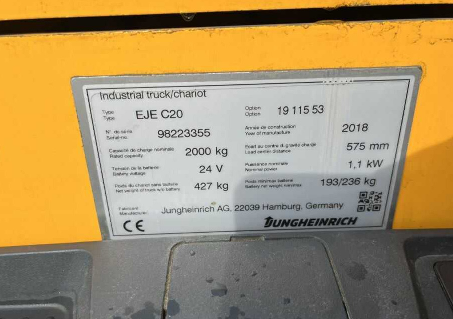 Jungheinrich EJEC20 - Kaubaaluste tõstuk: pilt 4 Jungheinrich EJEC20 - Kaubaaluste tõstuk: pilt 4