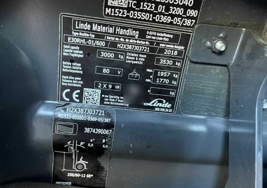 Linde E30RHL/600 - Elektritõstuk: pilt 4 Linde E30RHL/600 - Elektritõstuk: pilt 4