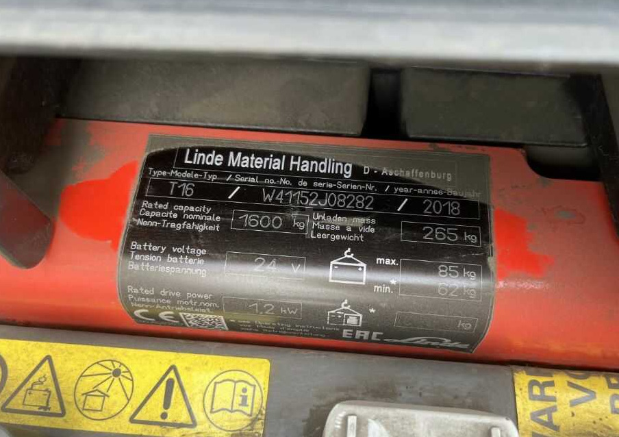 Linde T16 - Kaubaaluste tõstuk: pilt 5 Linde T16 - Kaubaaluste tõstuk: pilt 5