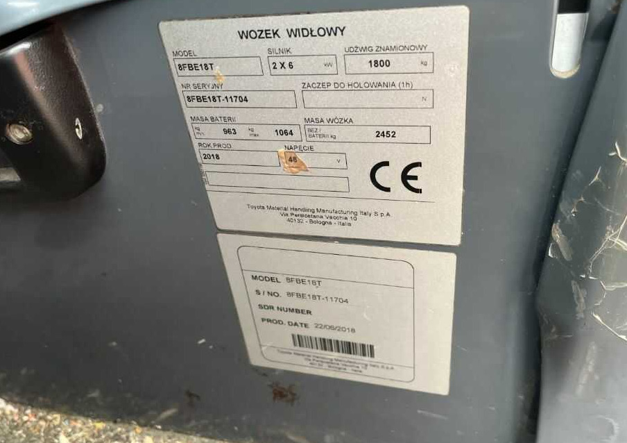 Toyota 8FBE18T - Elektritõstuk: pilt 4 Toyota 8FBE18T - Elektritõstuk: pilt 4