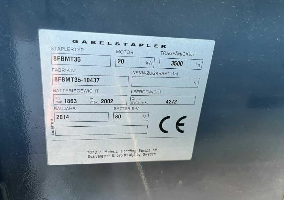 Toyota 8FBMT35 - Elektritõstuk: pilt 4 Toyota 8FBMT35 - Elektritõstuk: pilt 4