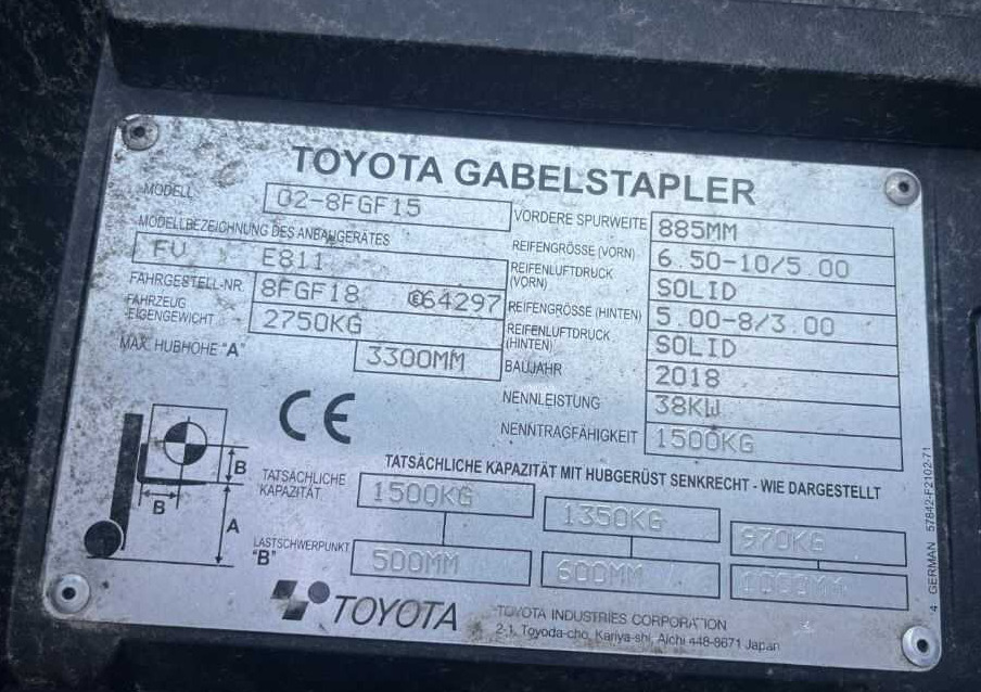 Toyota 8FGF15 - Gaasitõstuk: pilt 4 Toyota 8FGF15 - Gaasitõstuk: pilt 4