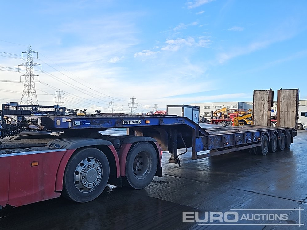 2002 King 4 Axle Stepframe Low Loader Trailer, Neck Ramps, Out Riggers, Rear Steering, Hydraulic Fliptoe Ramps - Madal platvormpoolhaagis: pilt 1 2002 King 4 Axle Stepframe Low Loader Trailer, Neck Ramps, Out Riggers, Rear Steering, Hydraulic Fliptoe Ramps - Madal platvormpoolhaagis: pilt 1