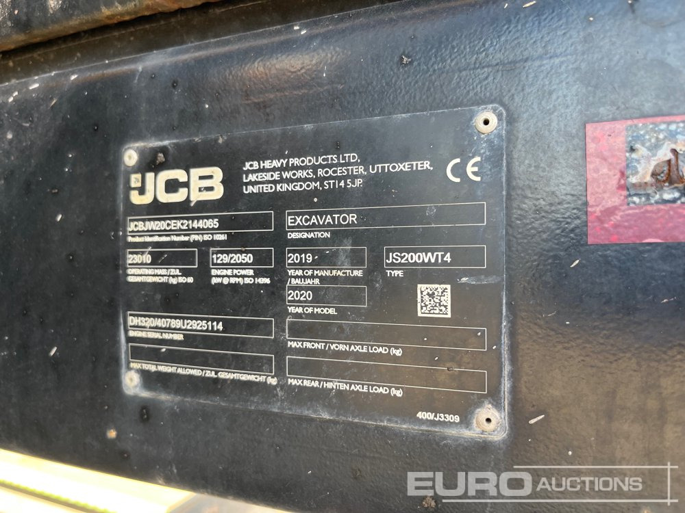 2020 JCB JS200W - Ratastel ekskavaator: pilt 2 2020 JCB JS200W - Ratastel ekskavaator: pilt 2
