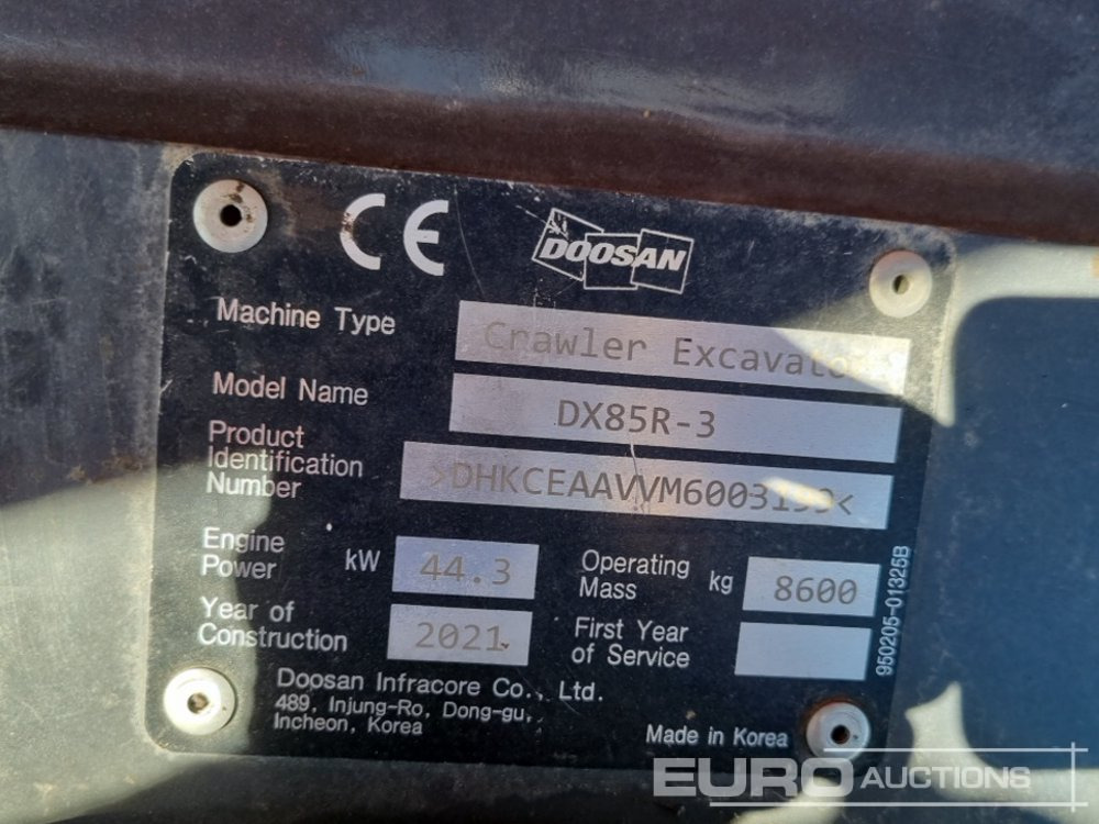 Miniekskavaator 2021 Doosan DX85R-3: pilt 35