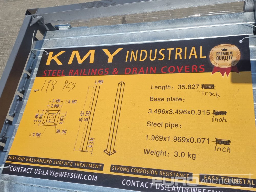 Ehitusseade Unused 2025 KMY INDUSTRIAL Steel Grating (2 of), Stillage of Metal Fencing Posts: pilt 13