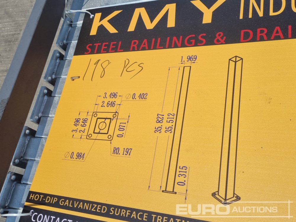 Ehitusseade Unused 2025 KMY INDUSTRIAL Steel Grating (2 of), Stillage of Metal Fencing Posts: pilt 14