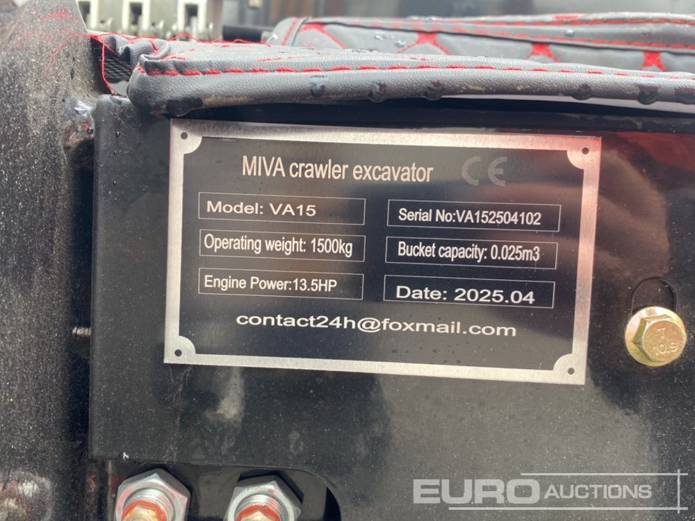 Unused 2025 Miva VA15 - Miniekskavaator: pilt 1 Unused 2025 Miva VA15 - Miniekskavaator: pilt 1