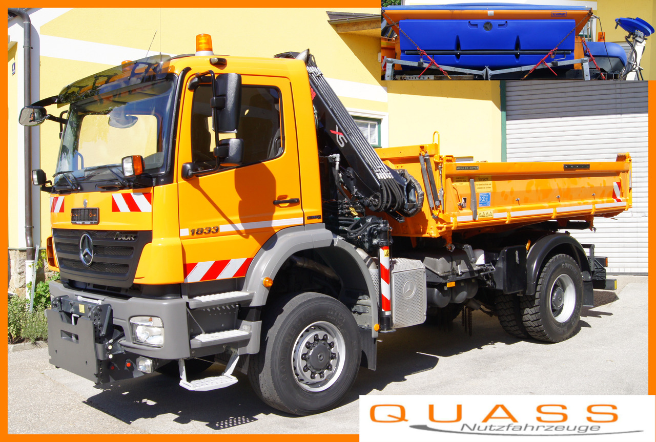 MERCEDES-BENZ AXOR 1833 4x4/TÜV/Eur4/HIAB 088/MEILLER/Winterdienst/Salzstreuer - Kallurauto, Kraanaga veoauto: pilt 1 MERCEDES-BENZ AXOR 1833 4x4/TÜV/Eur4/HIAB 088/MEILLER/Winterdienst/Salzstreuer - Kallurauto, Kraanaga veoauto: pilt 1