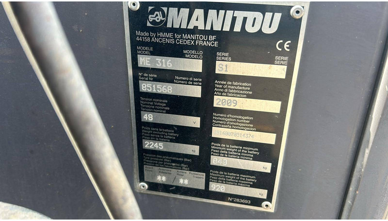 Manitou ME 316 - Elektritõstuk: pilt 4 Manitou ME 316 - Elektritõstuk: pilt 4