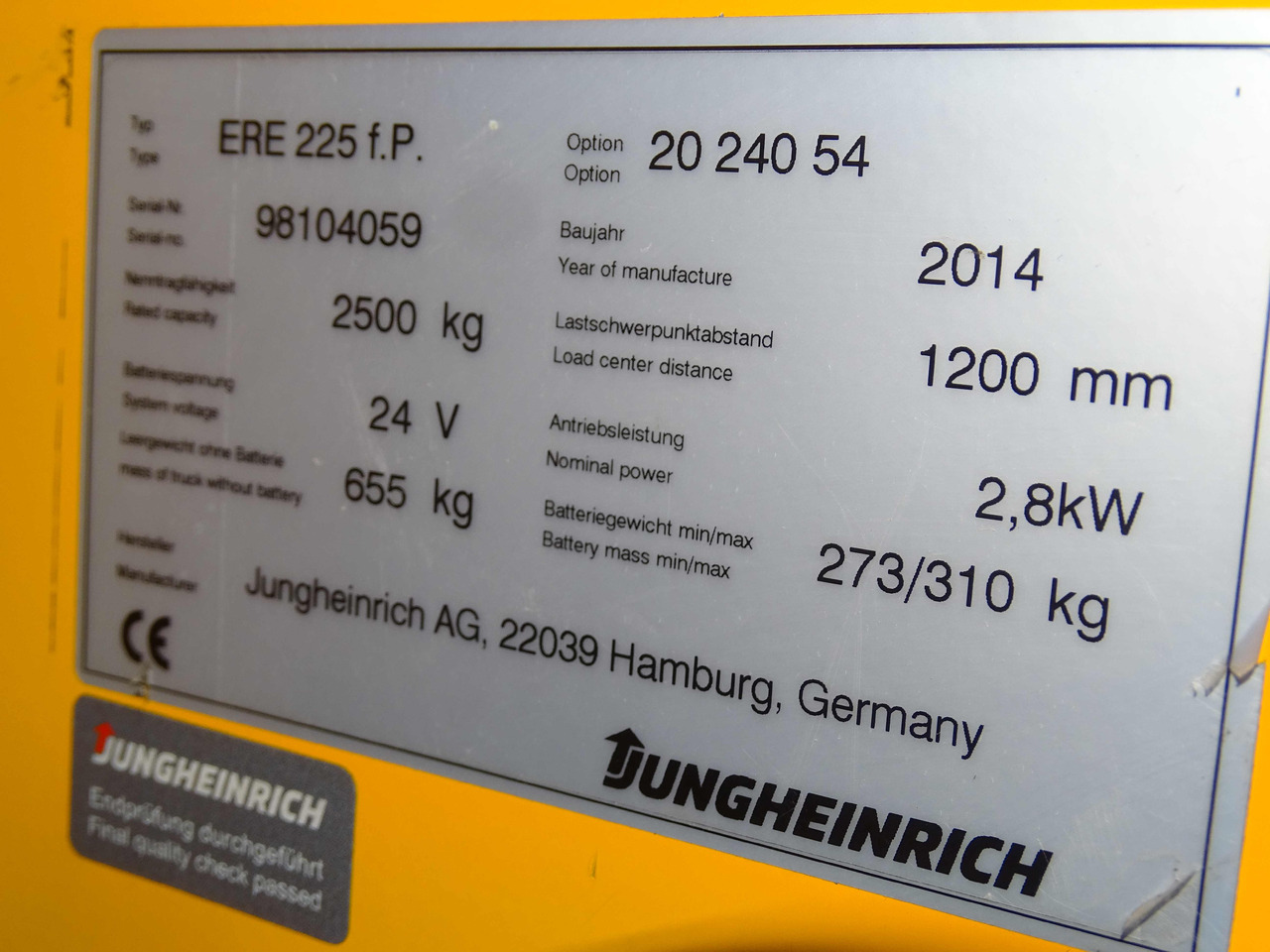 Jungheinrich ERE225/2400MM - Kaubaaluste tõstuk: pilt 5 Jungheinrich ERE225/2400MM - Kaubaaluste tõstuk: pilt 5