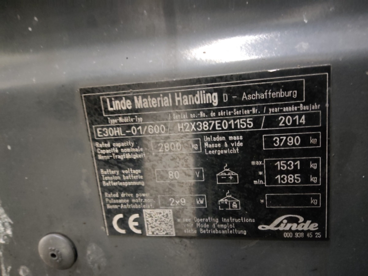 Linde E30HL-01/600 - Elektritõstuk: pilt 5 Linde E30HL-01/600 - Elektritõstuk: pilt 5