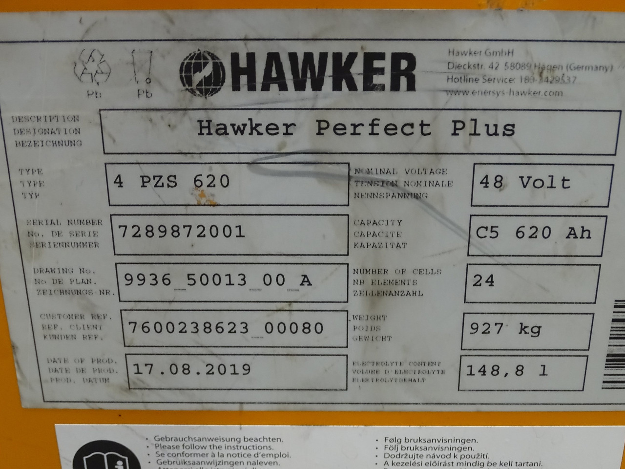 Weitere 48V620AH - Aku - Materjali käitlemise seade: pilt 4 Weitere 48V620AH - Aku - Materjali käitlemise seade: pilt 4
