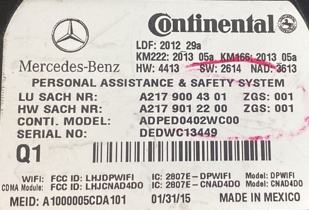 CONTINENTAL Mercedes Benz Control Module A2179004301 - Mootori juhtimisseade: pilt 3 CONTINENTAL Mercedes Benz Control Module A2179004301 - Mootori juhtimisseade: pilt 3