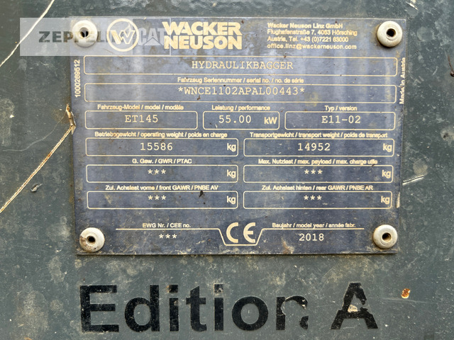 Lintekskavaator Wacker ET145: pilt 28