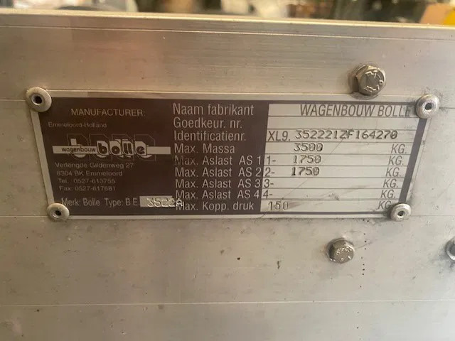 Diversen Bolle . 2 asser aanhangwagen voor kogelkoppeling 3500 kg - Šassii järelhaagis: pilt 5 Diversen Bolle . 2 asser aanhangwagen voor kogelkoppeling 3500 kg - Šassii järelhaagis: pilt 5
